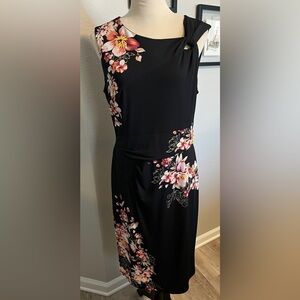 White House Black Market Black Floral Midi Dress